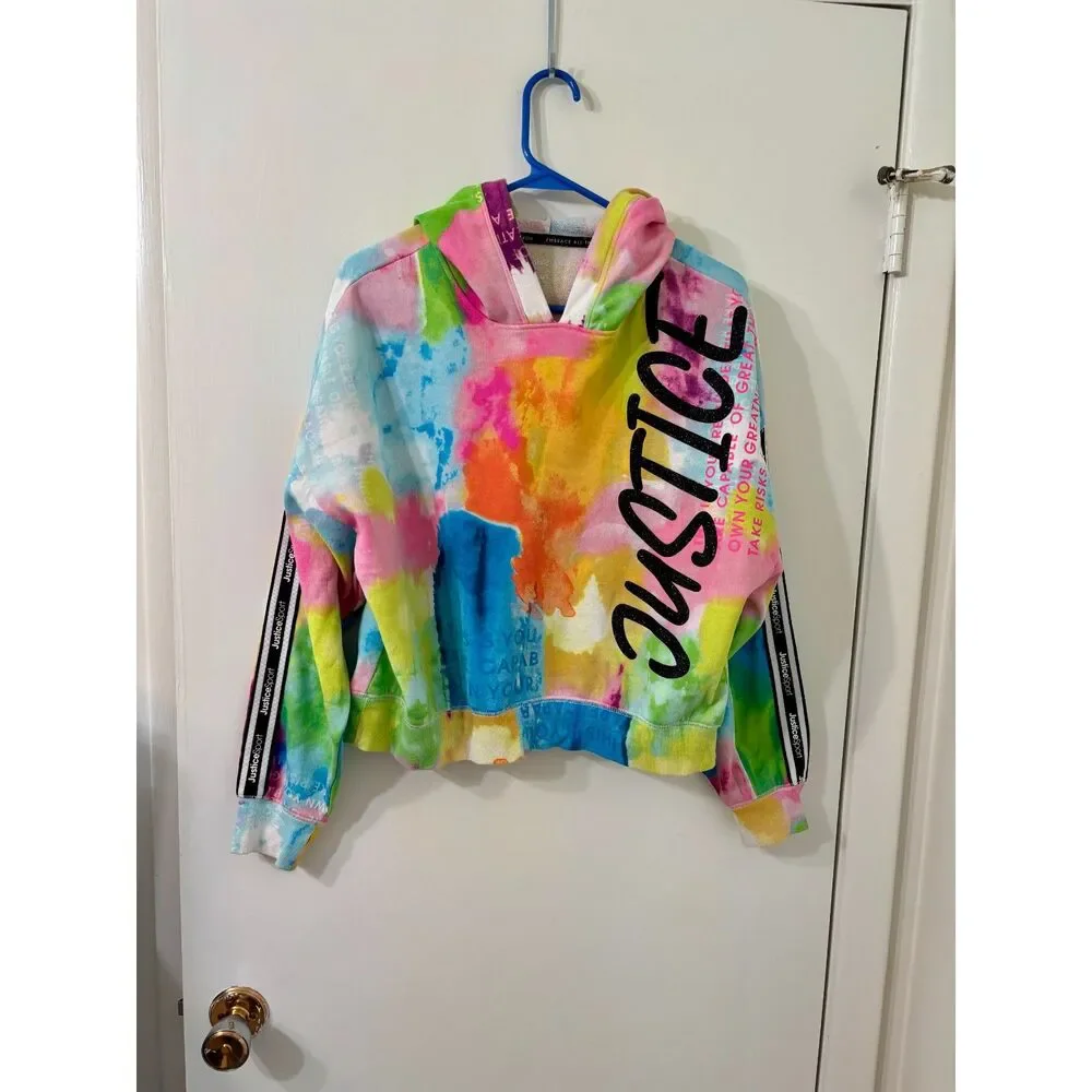 Justice Sport 16P-18P Pastel Tie Dye Cotton Hoodie 